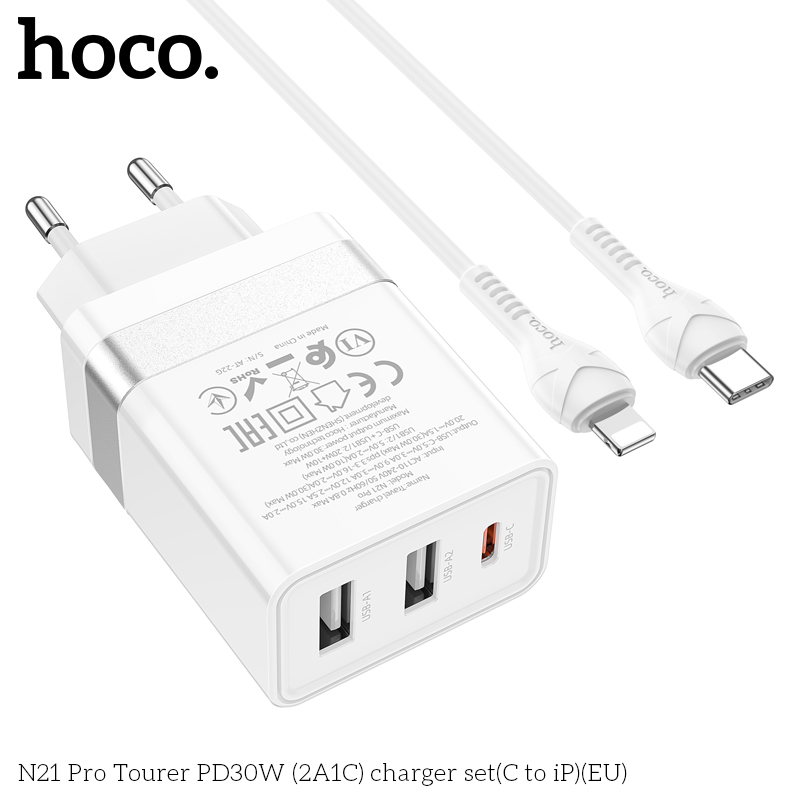 bo sac hoco n21 pro tourer pd30w type c to lightning hocoborofone.vn