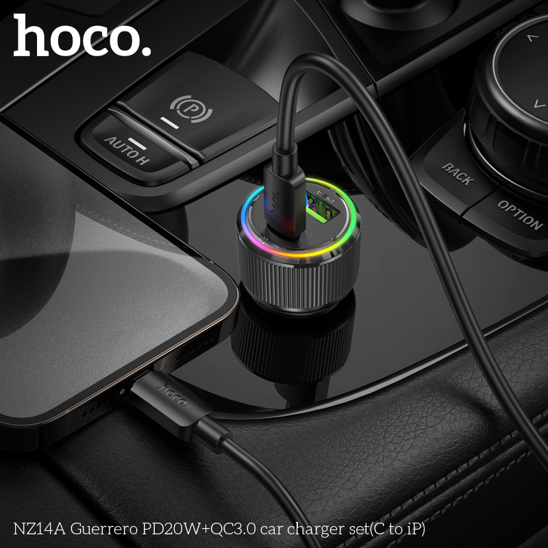 Bộ Sạc Ô Tô Hai Cổng Hoco NZ14A TypeC To Lightning PD20W QC3.0