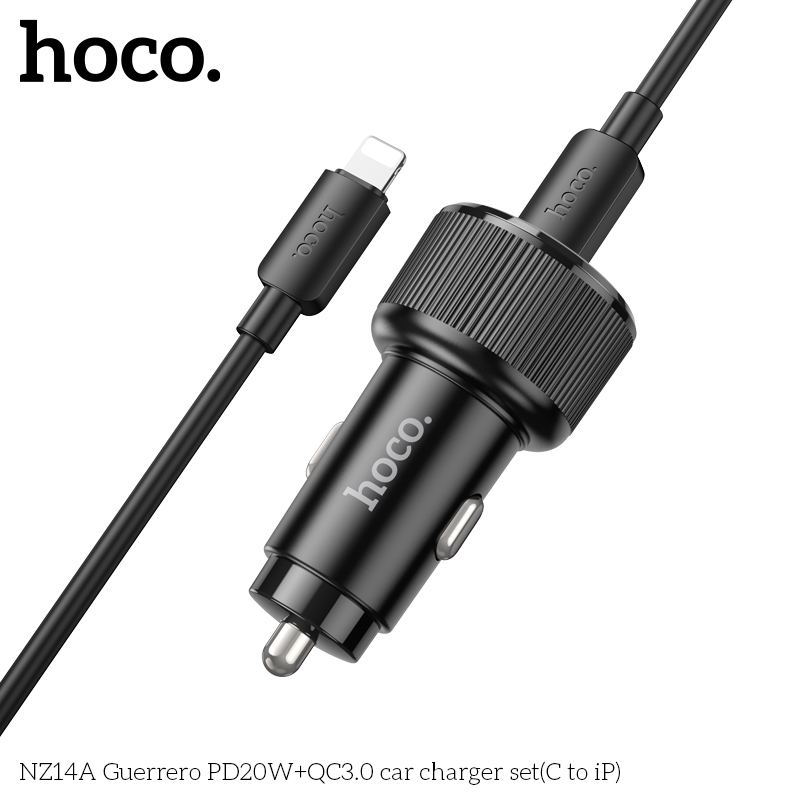 Bộ Sạc Ô Tô Hai Cổng Hoco NZ14A TypeC To Lightning PD20W QC3.0