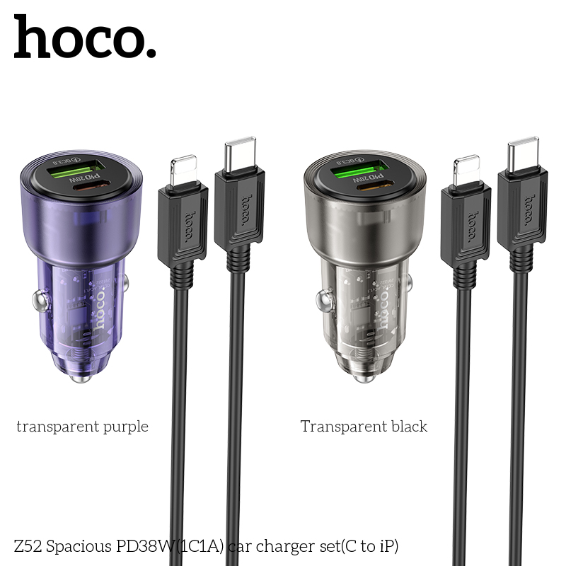 Bộ Sạc Xe Ô Tô Z52 Hoco TypeC To Lightning