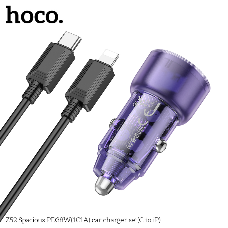 Bộ Sạc Xe Ô Tô Z52 Hoco TypeC To Lightning
