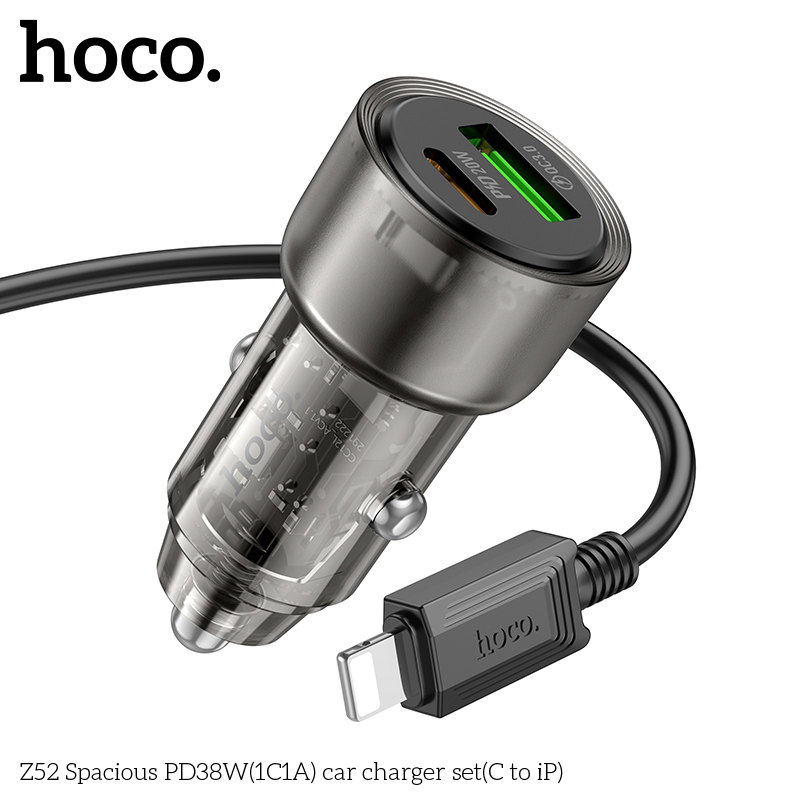 Bộ Sạc Xe Ô Tô Z52 Hoco TypeC To Lightning