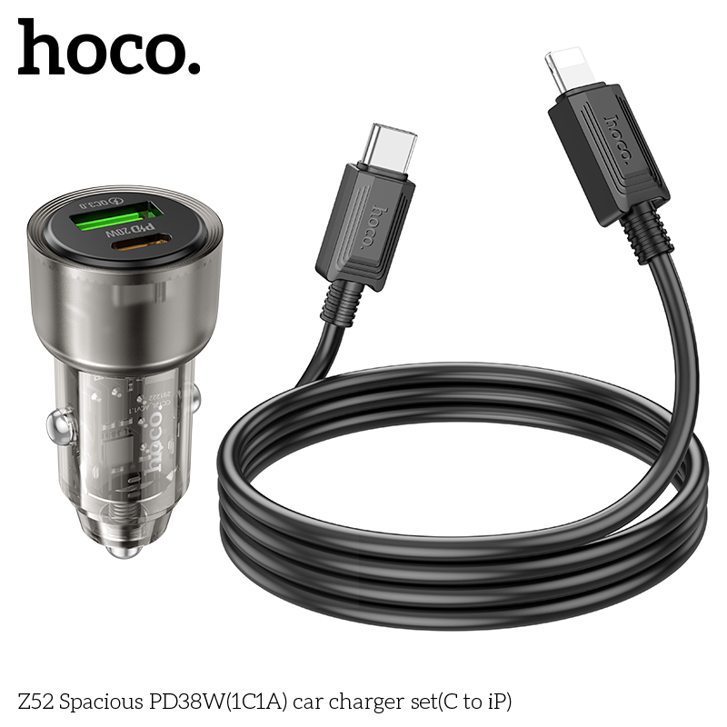 Bộ Sạc Xe Ô Tô Z52 Hoco TypeC To Lightning