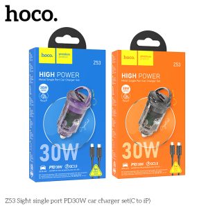 Bộ Sạc Ô Tô Hoco Z53 PD30W TypeC To Lightning