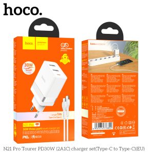 hoco n21 pro tourer pd30w 2a1c charger set type c to type c eu 1m hocoborofone.vn