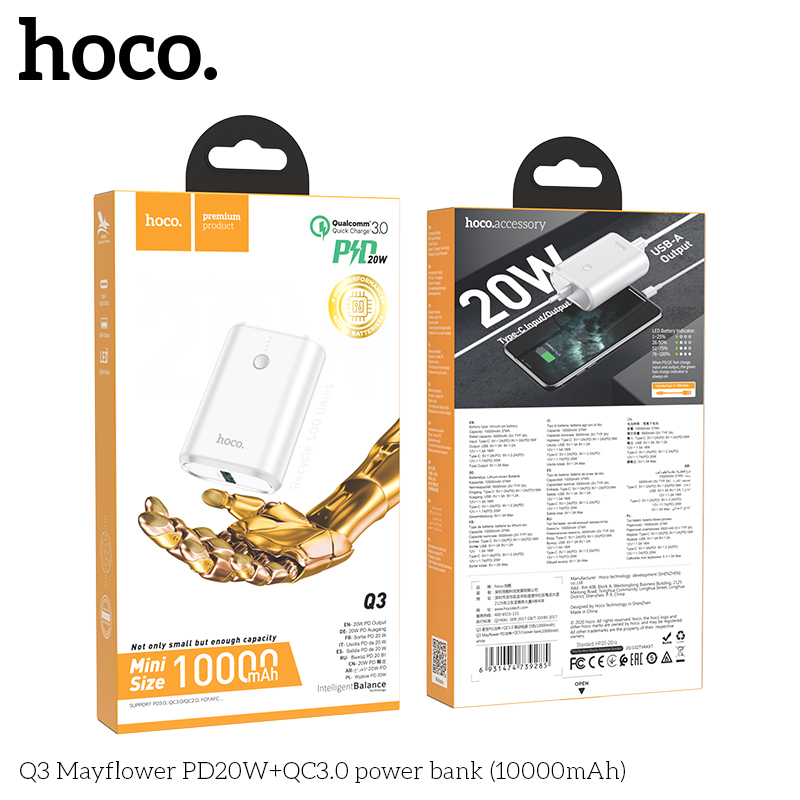 q3 hoco mayflower pd20wqc3 0 power bank 10000mah hocoborofone.vn