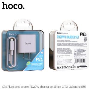 Bộ Sạc Nhanh Hoco C76 PLUS PD20W Type-C To Lightning