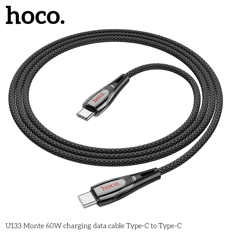 Cáp Sạc Dây Dù Hoco U133 Type-C to Type-C 60W