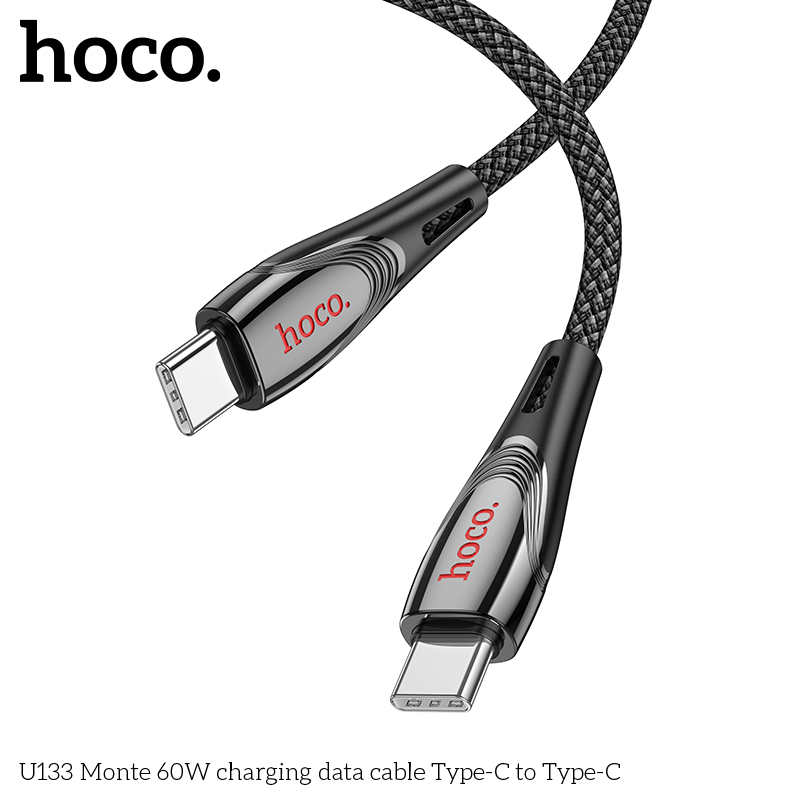 Cáp Sạc Dây Dù Hoco U133 Type-C to Type-C 60W