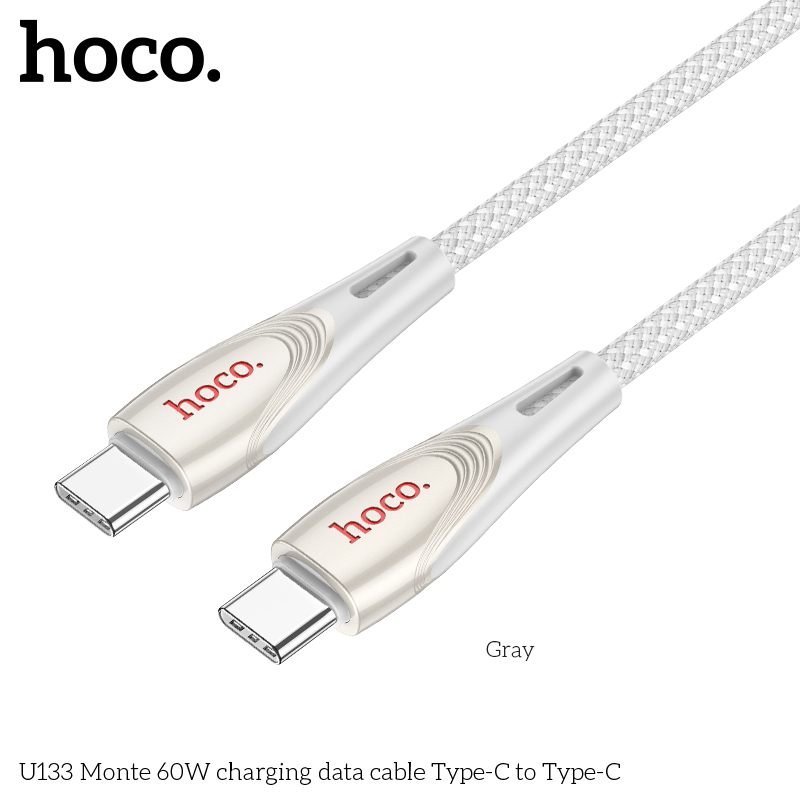 Cáp Sạc Dây Dù Hoco U133 Type-C to Type-C 60W
