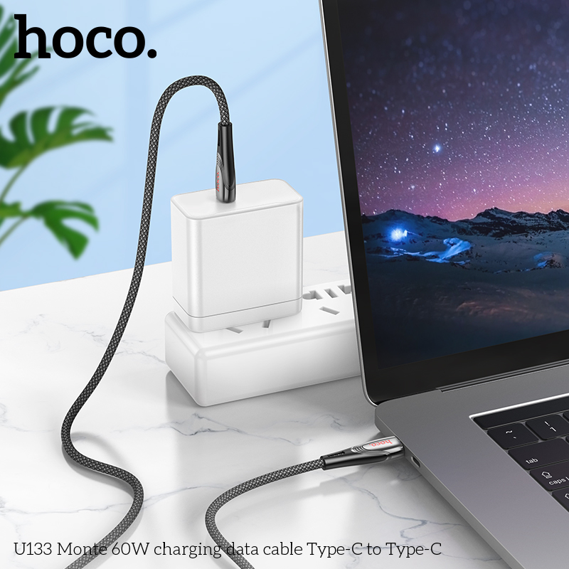 Cáp Sạc Dây Dù Hoco U133 Type-C to Type-C 60W
