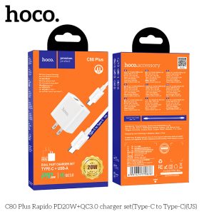 Bộ Sạc Hoco C80 PLUS PD20W QC3.0 Type-C to Type-C